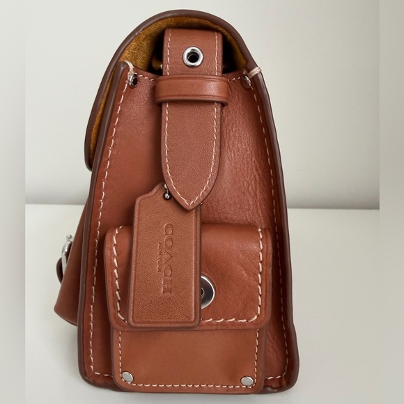 Coach Western Tabby Bag Silver/Burnished Amber Full Grain Leather Suede - Picture 2 of 10